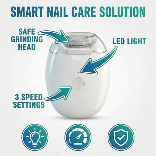 2-Pack Electric Automatic Nail Clipper & Trimmer for Seniors, Whole Family USB Rechargeable, 3-in-1 Toenail & Fingernail Clippers, White - görsel 8