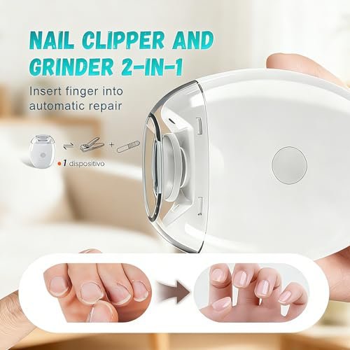 2-Pack Electric Automatic Nail Clipper & Trimmer for Seniors, Whole Family USB Rechargeable, 3-in-1 Toenail & Fingernail Clippers, White - görsel 4