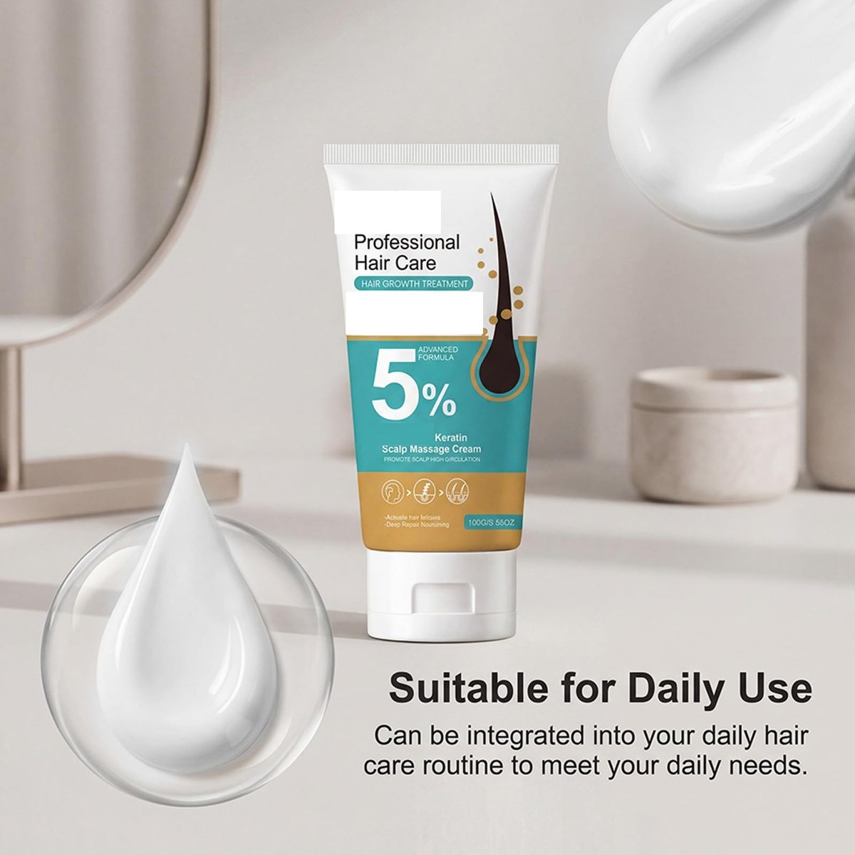 2-Pack 5% Minoxidil Hair Growth Scalp Massage Cream with Rosemary & Biotin – Anti Hair Loss Treatment for Men & Women, Activates Follicles & Promotes Regrowth, 3.53 Fl Oz Each Avelisse