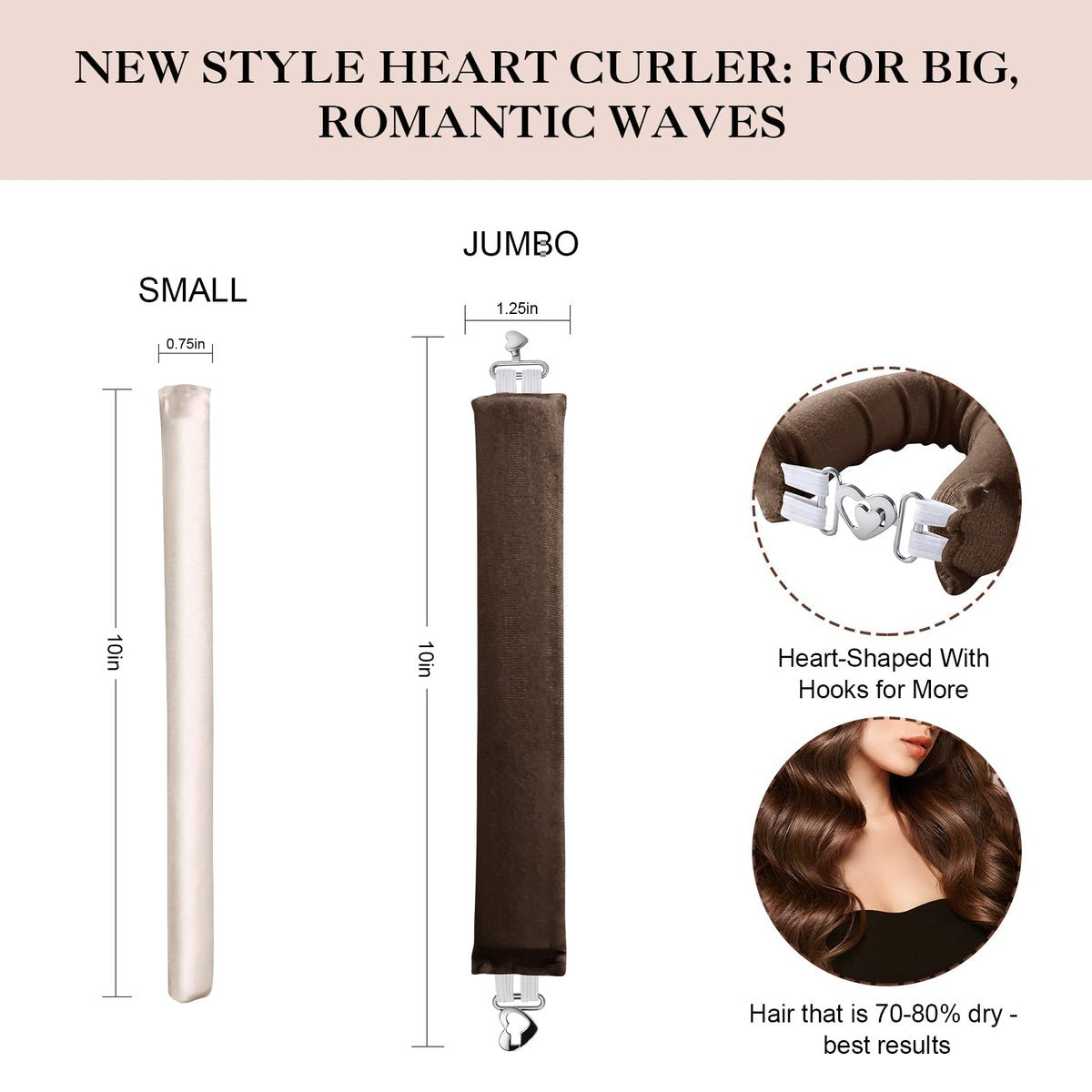 Togayu Heatless Curls Overnight Set - 6PCS Jumbo Velvet Hair Rollers for No-Damage, Effortless Curls & Waves Avelisse