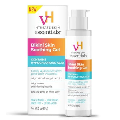 vH Essentials Bikini Skin Soothing Gel with Hypochlorous Acid 3 oz. – Post-Hair Removal Relief for Razor Bumps, Redness, and Irritation
