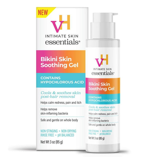 vH Essentials Bikini Skin Soothing Gel with Hypochlorous Acid 3 oz. – Post-Hair Removal Relief for Razor Bumps, Redness, and Irritation