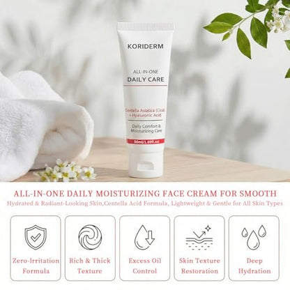 Koriderm Time Reverse Cream - All-In-One Face Moisturizer with Centella Acid, Lightweight Hydrating Cream for Radiant Skin, 1.69 fl oz Avelisse