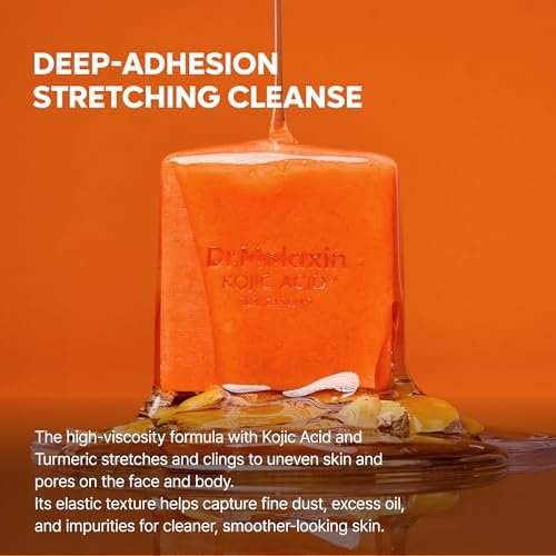 Dr.Melaxin Kojic Acid Turmeric Serum Soap with Niacinamide - Tone Care Cleansing Bar for Uneven Skin Tone & Dark Spots, 3 Botanical Oils for Deep Cleansing, Facial & Body Soap - görsel 6