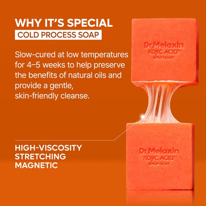 Dr.Melaxin Kojic Acid Turmeric Serum Soap with Niacinamide - Tone Care Cleansing Bar for Uneven Skin Tone & Dark Spots, 3 Botanical Oils for Deep Cleansing, Facial & Body Soap