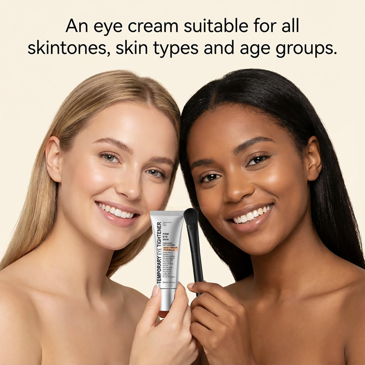 Perfection Eye Tightener Cream - Instant Firming & Anti-Aging Eye Cream for Puffiness, Fine Lines & Wrinkles - Lightweight Gentle Formula for All Skin Types - 2-Pack with 2 Brushes (Silver) - görsel 13