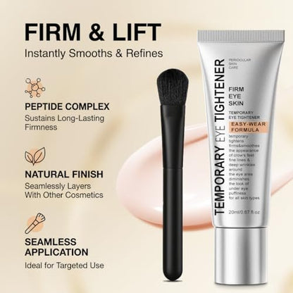 Perfection Eye Tightener Cream - Instant Firming & Anti-Aging Eye Cream for Puffiness, Fine Lines & Wrinkles - Lightweight Gentle Formula for All Skin Types - 2-Pack with 2 Brushes (Silver)