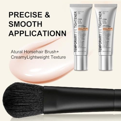 Perfection Eye Tightener Cream - Instant Firming & Anti-Aging Eye Cream for Puffiness, Fine Lines & Wrinkles - Lightweight Gentle Formula for All Skin Types - 2-Pack with 2 Brushes (Silver)