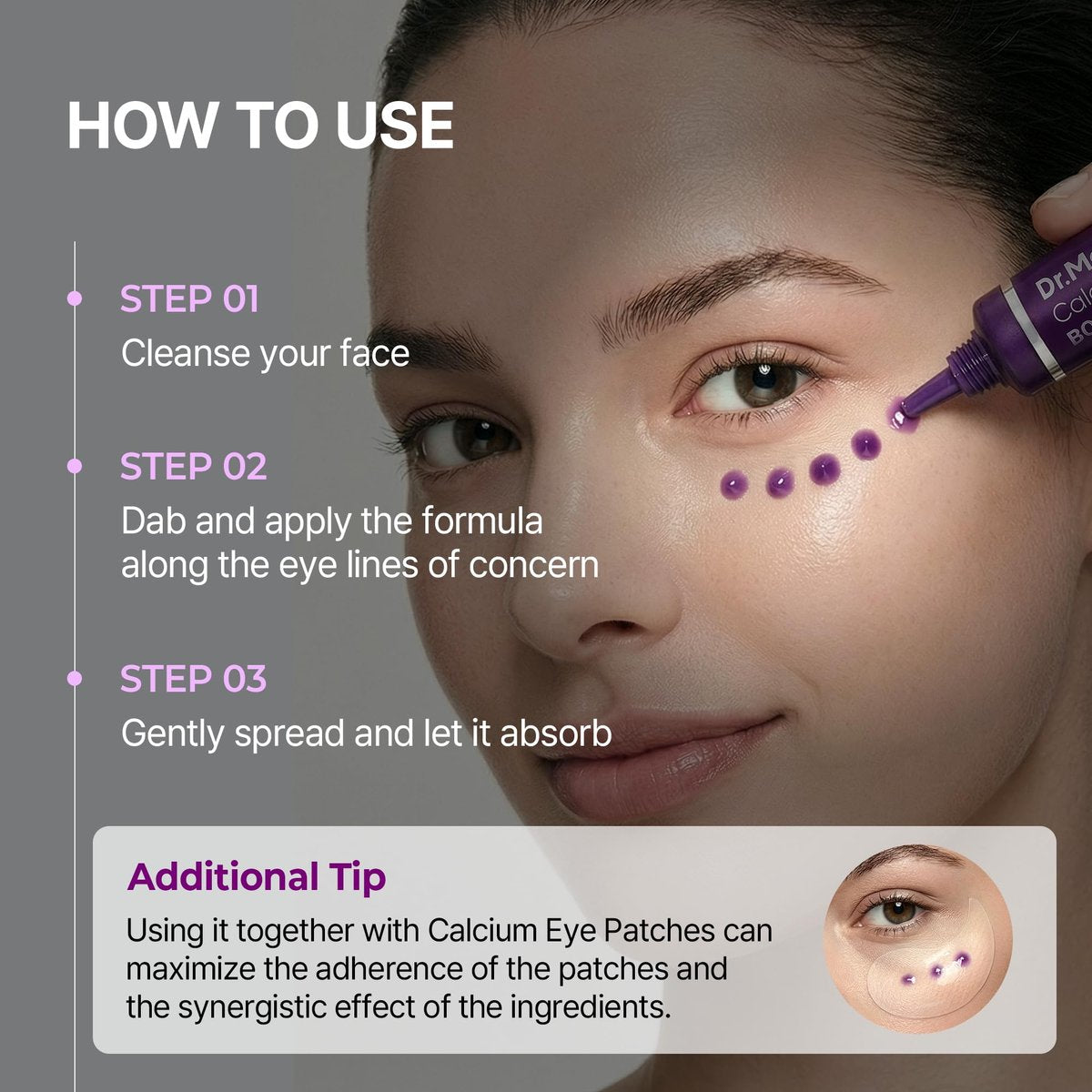 Dr.Melaxin Calcium Bonding Eye Cream with Peptides & Rebornic - Firming Eye Treatment for Wrinkles, Puffy Eyes, Dark Circles & Hydrating Care, 0.51 fl.oz Avelisse