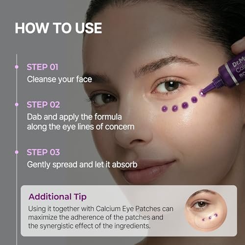 Dr.Melaxin Calcium Bonding Eye Cream with Peptides & Rebornic - Firming Eye Treatment for Wrinkles, Puffy Eyes, Dark Circles & Hydrating Care, 0.51 fl.oz Avelisse