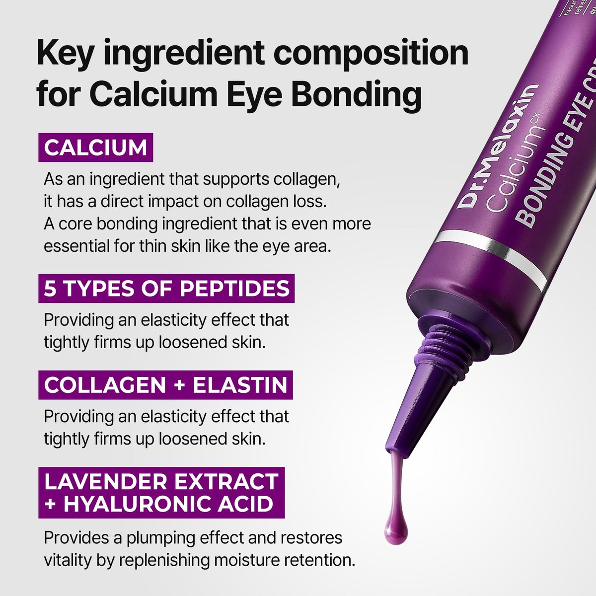 Dr.Melaxin Calcium Bonding Eye Cream with Peptides & Rebornic - Firming Eye Treatment for Wrinkles, Puffy Eyes, Dark Circles & Hydrating Care, 0.51 fl.oz Avelisse