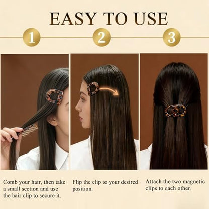 Mini Magnetic Hair Clips for Women – Lightweight, Firm Hold, No Crease – Black Flat Claw Clips for Daily Office Use Avelisse