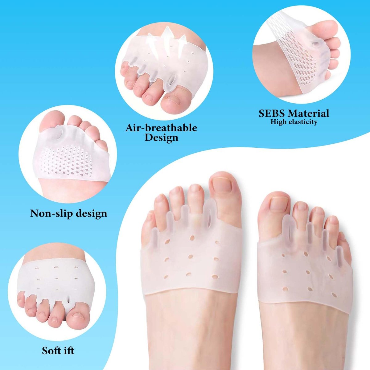 Toe Separators for Women & Men – Breathable Bunion Corrector & Toe Spacers for Morton's Neuroma, Blisters, Diabetic Feet, Hammer Toe – Rapid Pain Relief (8 PCS, 4 Colors) Avelisse
