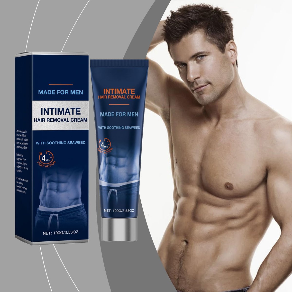 2026 New Painless Hair Removal Cream for Men – Fast-Acting Gentle Depilatory for Intimate & Body Grooming, Moisturizing Soothing Formula, 3.53 oz Avelisse