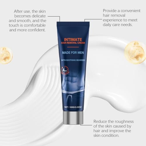 2026 New Painless Hair Removal Cream for Men – Fast-Acting Gentle Depilatory for Intimate & Body Grooming, Moisturizing Soothing Formula, 3.53 oz Avelisse
