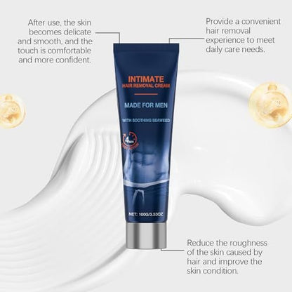 2026 New Painless Hair Removal Cream for Men – Fast-Acting Gentle Depilatory for Intimate & Body Grooming, Moisturizing Soothing Formula, 3.53 oz Avelisse