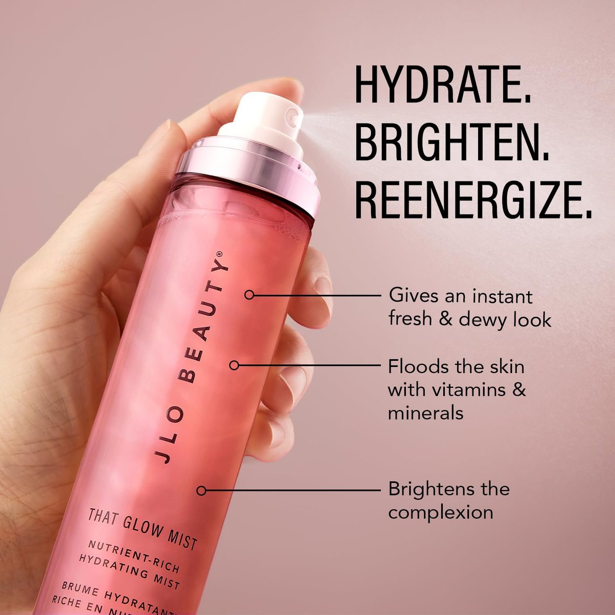 JLO BEAUTY That Glow Mist Hydrating Face Spray – Niacinamide, Hyaluronic Acid & Ceramide Complex – Refreshing Vitamin Mist for Instant Glow & Dewy Skin, 4 oz Avelisse