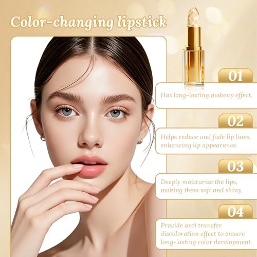Shrandi AreliaLipstick - Transferproof Color Changing Lipstick for Women, pH Adjusting Clear Lip Gloss, Long-Lasting Hydration Without Stripping (Gold, 2-Pack) Avelisse