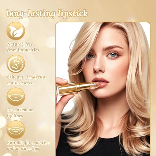 Shrandi AreliaLipstick - Transferproof Color Changing Lipstick for Women, pH Adjusting Clear Lip Gloss, Long-Lasting Hydration Without Stripping (Gold, 2-Pack) Avelisse