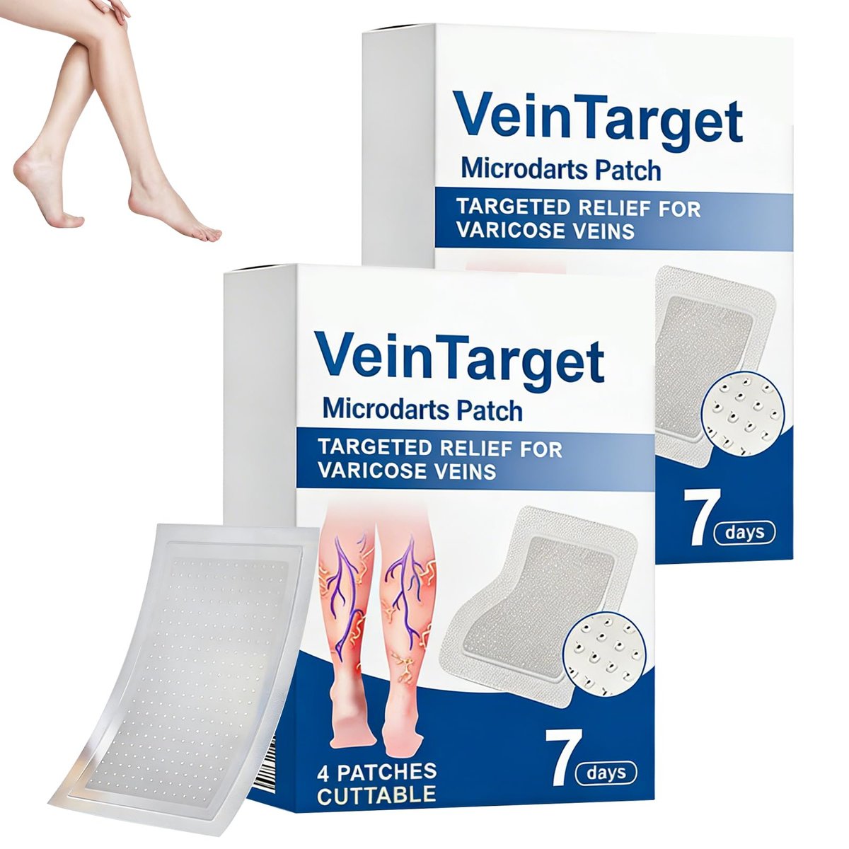 2Box Vein Target Microdarts Patch - Varicose Veins Treatment for Legs, Improves Blood Circulation, Natural Ingredients, 2 Patches Avelisse