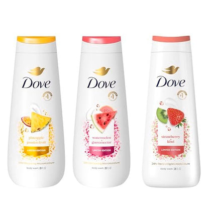 Dove Limited Edition Body Wash for Women 3 Count Mixed Summer Variety Pack, Hydrated & Soft Skin, 20 fl oz Avelisse