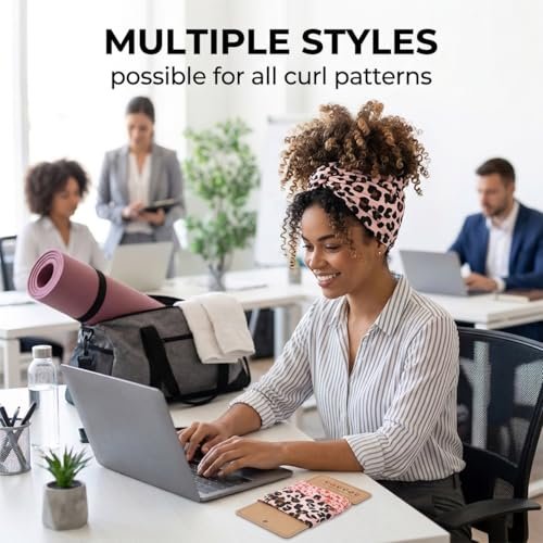 Aisikoo 2 Pack Curly Pineapple Head Wrap for Curly Hair - Pineapple Headband Hair Wrap for Sleeping - Pineapple Bonnet Scarf (Pink Leopard Print And Pink Floral) Avelisse