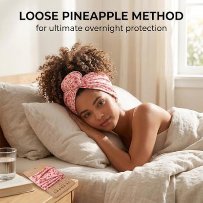 Aisikoo 2 Pack Curly Pineapple Head Wrap for Curly Hair - Pineapple Headband Hair Wrap for Sleeping - Pineapple Bonnet Scarf (Pink Leopard Print And Pink Floral) Avelisse