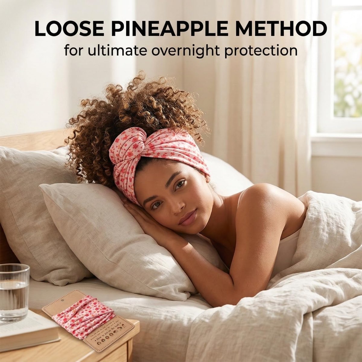 Aisikoo 2 Pack Curly Pineapple Head Wrap for Curly Hair - Pineapple Headband Hair Wrap for Sleeping - Pineapple Bonnet Scarf (Pink Leopard Print And Pink Floral) Avelisse