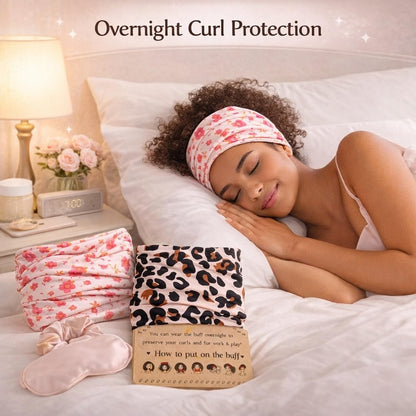 Aisikoo 2 Pack Curly Pineapple Head Wrap for Curly Hair - Pineapple Headband Hair Wrap for Sleeping - Pineapple Bonnet Scarf (Pink Leopard Print And Pink Floral) Avelisse