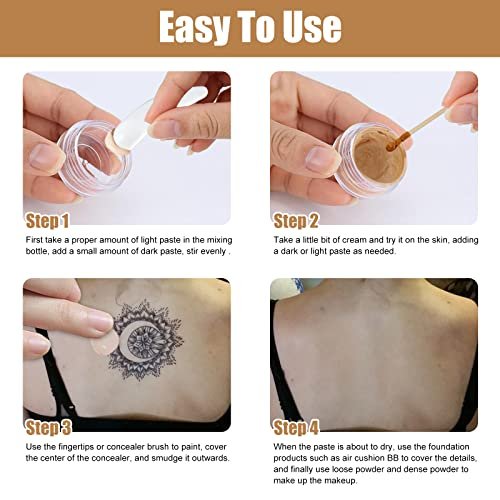 EXVITAMIN Tattoo Cover Up Makeup Waterproof, 2-Color Professional Skin Concealer Set – Long-Lasting Camouflage for Body Imperfections & Spots, Natural Invisible Finish Avelisse