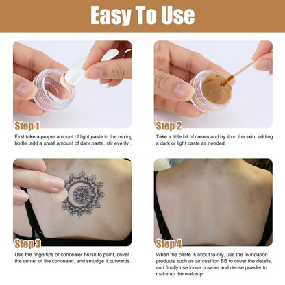 EXVITAMIN Tattoo Cover Up Makeup Waterproof, 2-Color Professional Skin Concealer Set – Long-Lasting Camouflage for Body Imperfections & Spots, Natural Invisible Finish Avelisse