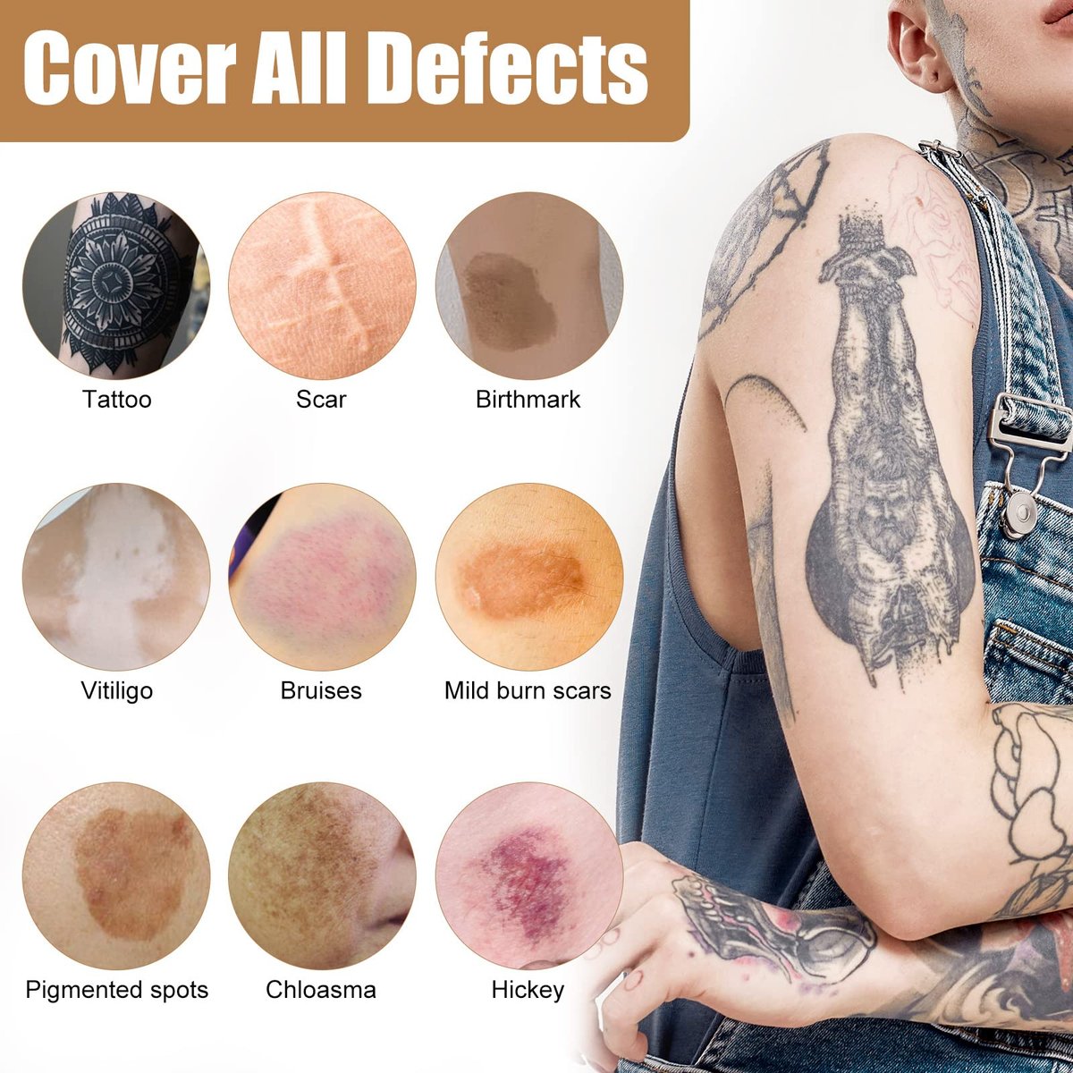 EXVITAMIN Tattoo Cover Up Makeup Waterproof, 2-Color Professional Skin Concealer Set – Long-Lasting Camouflage for Body Imperfections & Spots, Natural Invisible Finish Avelisse