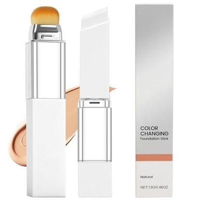 ROVLET Blanc Cover Cream Stick V - Color Changing Foundation Stick with Volufiline, Hydrating Concealer Base Makeup, Dual-Ended with Built-in Brush, Portable for Daily Use (Natural) Avelisse