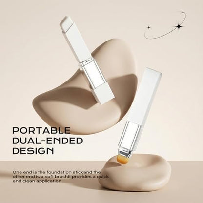ROVLET Blanc Cover Cream Stick V - Color Changing Foundation Stick with Volufiline, Hydrating Concealer Base Makeup, Dual-Ended with Built-in Brush, Portable for Daily Use (Natural) Avelisse