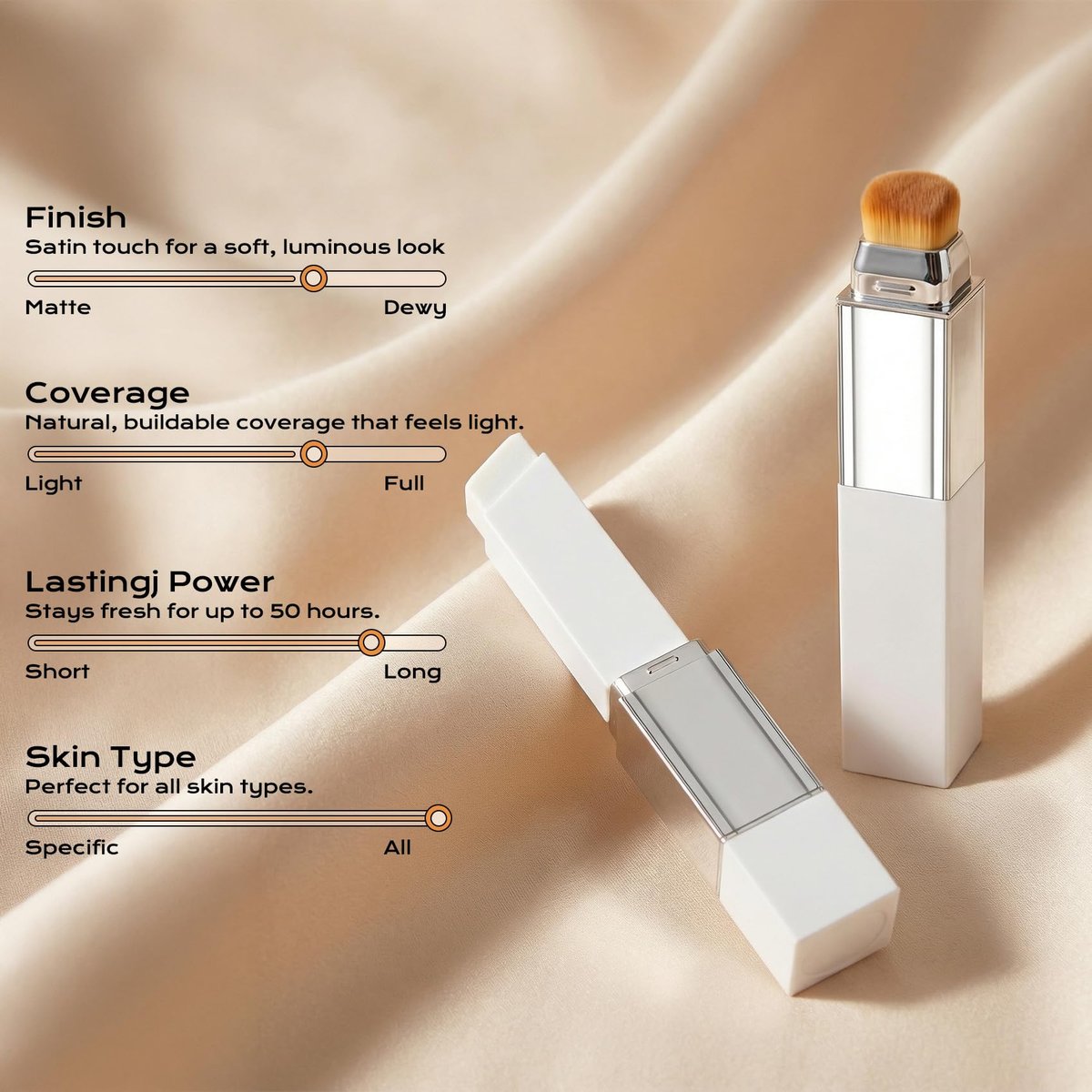 ROVLET Blanc Cover Cream Stick V - Color Changing Foundation Stick with Volufiline, Hydrating Concealer Base Makeup, Dual-Ended with Built-in Brush, Portable for Daily Use (Natural) Avelisse