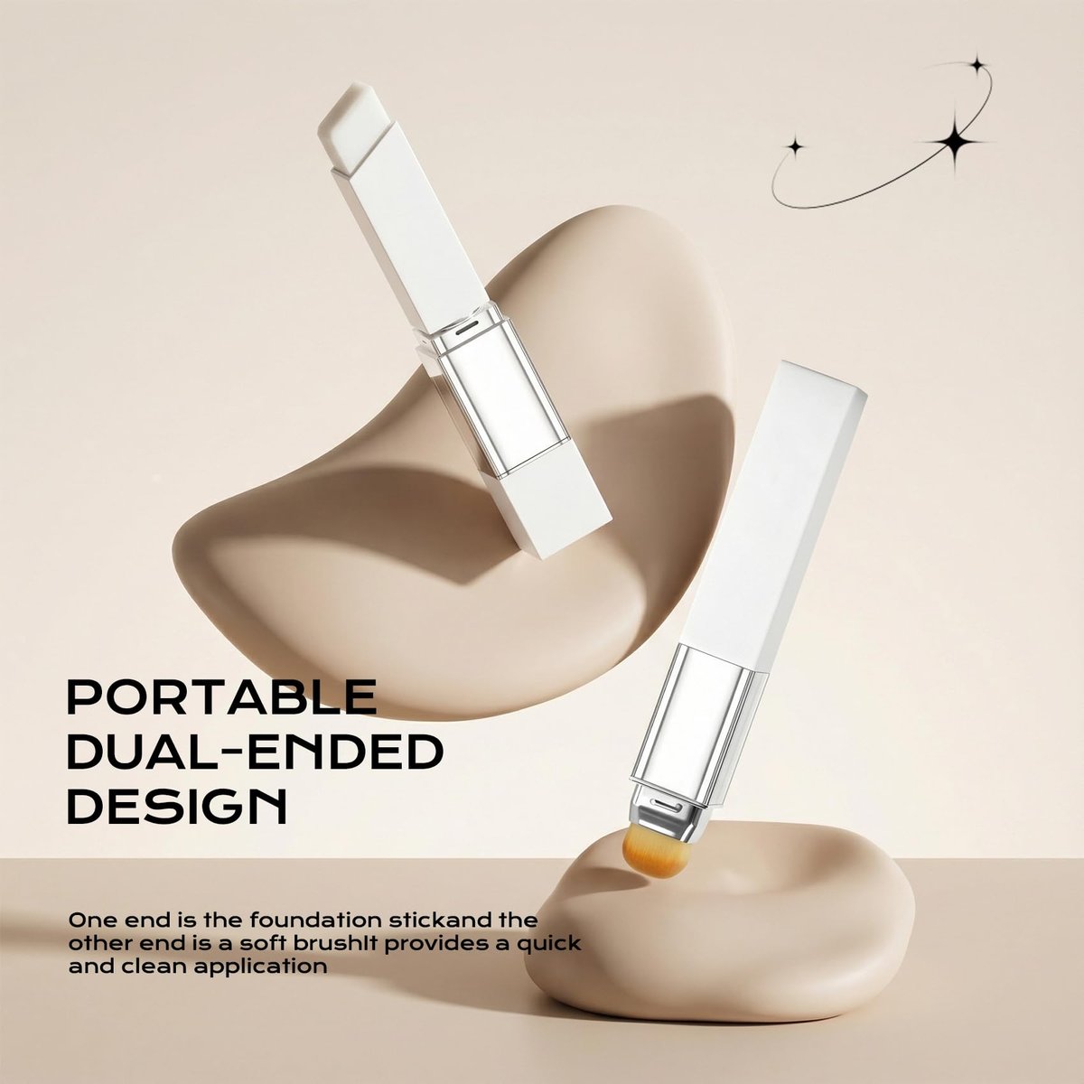 ROVLET Blanc Cover Cream Stick V - Color Changing Foundation Stick with Volufiline, Hydrating Concealer Base Makeup, Dual-Ended with Built-in Brush, Portable for Daily Use (Natural) Avelisse