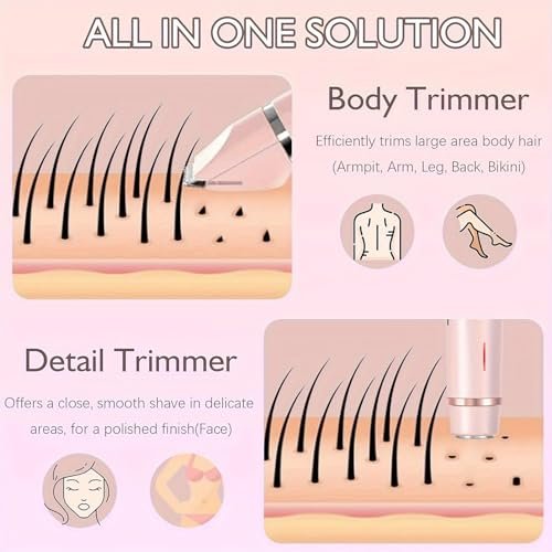 2-in-1 Dual Head Bikini Trimmer for Women – Cordless Waterproof Electric Shaver, Painless Hair Removal with Silky Glow Finish, Pink Avelisse