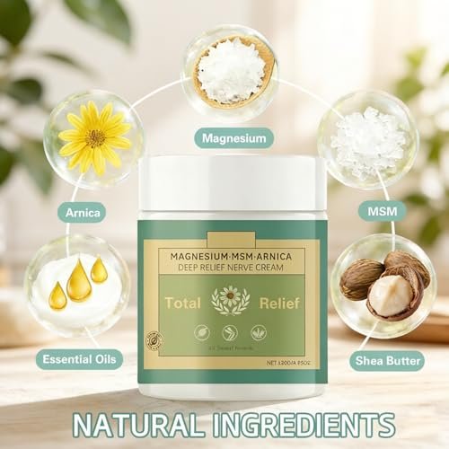 YASERDE Total Relief Magnesium Soothing Cream with Arnica, MSN, Menthol – Fast Absorbing Natural Joint Soothing Moisturizer for Hands, Feet, Knees, Back, Muscles – 4.23 oz Avelisse