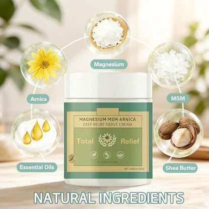 YASERDE Total Relief Magnesium Soothing Cream with Arnica, MSN, Menthol – Fast Absorbing Natural Joint Soothing Moisturizer for Hands, Feet, Knees, Back, Muscles – 4.23 oz Avelisse
