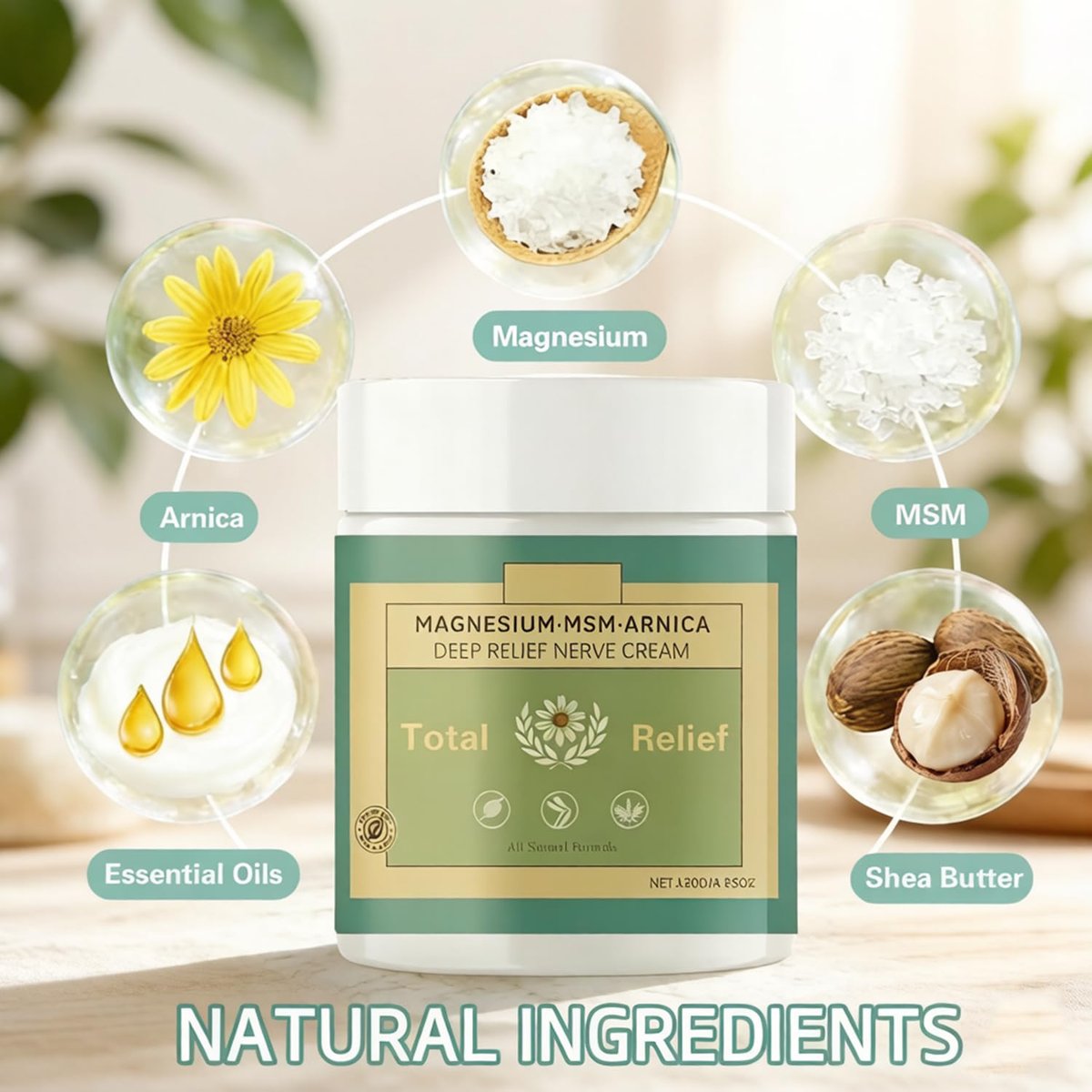 YASERDE Total Relief Magnesium Soothing Cream with Arnica, MSN, Menthol – Fast Absorbing Natural Joint Soothing Moisturizer for Hands, Feet, Knees, Back, Muscles – 4.23 oz Avelisse