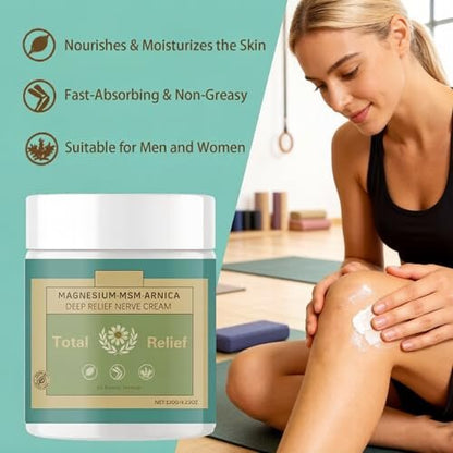 YASERDE Total Relief Magnesium Soothing Cream with Arnica, MSN, Menthol – Fast Absorbing Natural Joint Soothing Moisturizer for Hands, Feet, Knees, Back, Muscles – 4.23 oz Avelisse