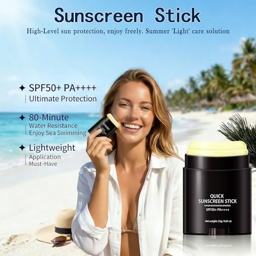 Sunscreen Stick SPF50 PA++++ Broad Spectrum Semi-Matte Korean Sunstick for Face and Body, No White Cast, Water Resistant 80 Min, Portable Travel Size - görsel 4