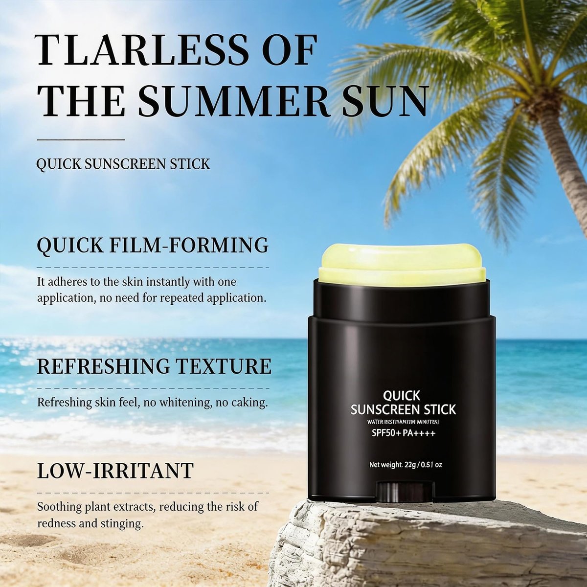 Sunscreen Stick SPF50 PA++++ Broad Spectrum Semi-Matte Korean Sunstick for Face and Body, No White Cast, Water Resistant 80 Min, Portable Travel Size - görsel 7
