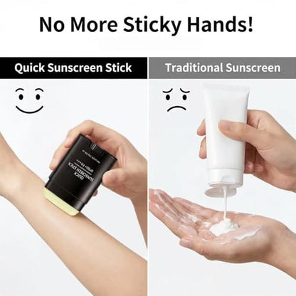 Sunscreen Stick SPF50 PA++++ Broad Spectrum Semi-Matte Korean Sunstick for Face and Body, No White Cast, Water Resistant 80 Min, Portable Travel Size