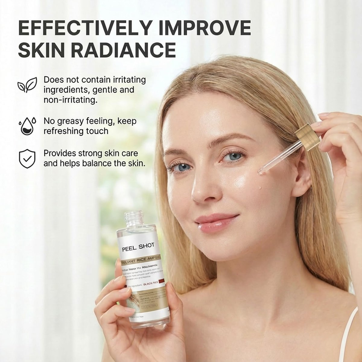 Peel Shot Glow Rice Ampoule Duo – Rice Exfoliating Serum for Dead Skin, Softens Cuticles & Brightens (2 x 2.7 Fl Oz, Off-White & Black) Avelisse
