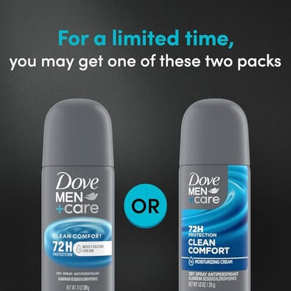 Dove Men+Care Antiperspirant Deodorant Dry Spray, Clean Comfort Scent, 72-Hour Sweat & Odor Protection, Travel Size 1 oz (Pack of 6) Avelisse