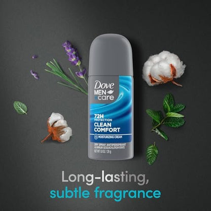 Dove Men+Care Antiperspirant Deodorant Dry Spray, Clean Comfort Scent, 72-Hour Sweat & Odor Protection, Travel Size 1 oz (Pack of 6) Avelisse
