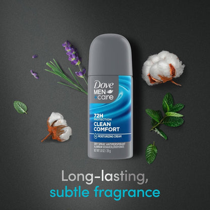 Dove Men+Care Antiperspirant Deodorant Dry Spray, Clean Comfort Scent, 72-Hour Sweat & Odor Protection, Travel Size 1 oz (Pack of 6) Avelisse