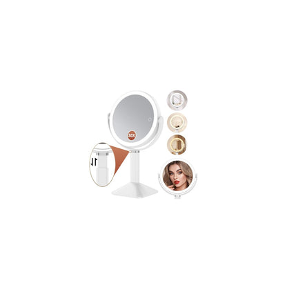 Glowtop Lighted Makeup Mirror with Lights, Height Adjustable 30X Magnifying Vanity Mirror with 4000mAh Rechargeable Battery & 3 Colors Dimming Light for Desktop Bathroom Bedroom Avelisse