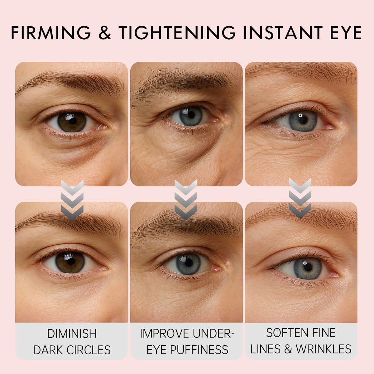 Glopink Instant Eye Tightening Cream with Brush - Firming & Lifting for Under Eye Bags, Rapid Fine Lines, Puffiness, Dark Circles, Anti Aging Refreshing Formula for All Skin Types, 0.67oz - görsel 11